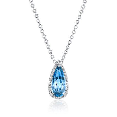 Fine Aquamarine & Diamond Pendant Necklace