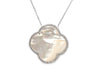 Carved White Mother of Pearl & CZ Quatrefoil Necklaces - Assorted Sizes