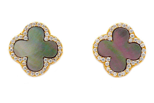 Gold Jewellery 9CT Mother Of Pearl Clover Drop Earrings - Gold Jewellery  from Sproules Jewellers UK