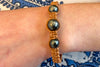 Natural Leather Tahitian Cultured Pearl Macramé Bracelet